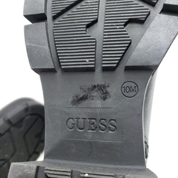 Guess Womens Black Chunky Heel Ankle Boots 10 All Man-Made Materials Rugged Sole - Picture 7 of 11